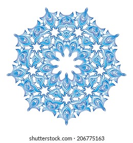 Blue snowflakes on a white  background.Winter Design for  christmas