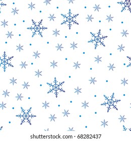 blue snowflakes on white, seamless