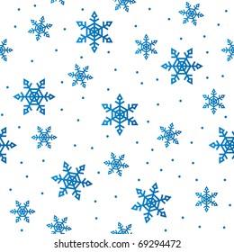 blue snowflakes on white, seamless