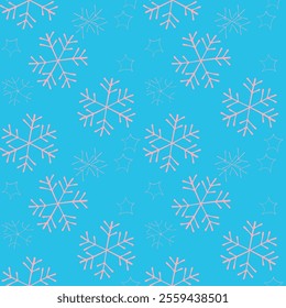 blue snowflakes pattern. New year vector illustration. Abstract falling snowflakes.