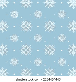 Blue snowflakes pattern. White snowflakes pattern on blue background