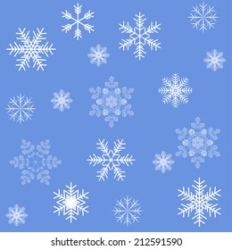 Blue snowflakes seamless background pattern. Vector illustration