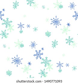 Blue Snowflakes. Seamless Christmas Pattern. Simple Snowflakes.