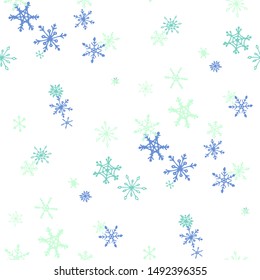 Blue Snowflakes. Seamless Christmas Pattern. Simple Snowflakes.