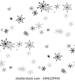 Blue Snowflakes. Seamless Christmas Pattern. Simple Snowflakes.