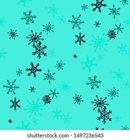 Blue Snowflakes. Seamless Christmas Pattern. Simple Snowflakes.
