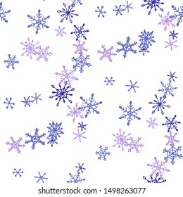 Blue Snowflakes. Seamless Christmas Pattern. Simple Snowflakes.