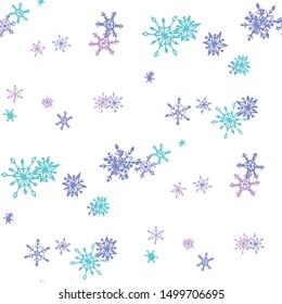 Blue Snowflakes. Seamless Christmas Pattern. Simple Snowflakes.