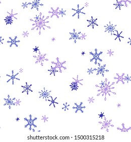 Blue Snowflakes. Seamless Christmas Pattern. Simple Snowflakes.