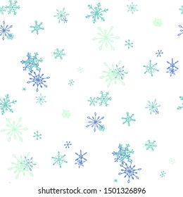 Blue Snowflakes. Seamless Christmas Pattern. Simple Snowflakes.