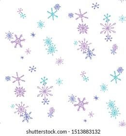 Blue Snowflakes. Seamless Christmas Pattern. Simple Snowflakes.