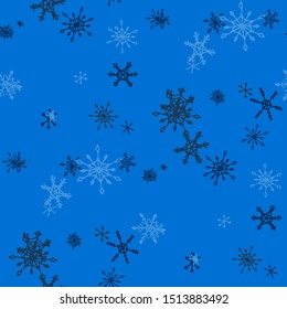 Blue Snowflakes. Seamless Christmas Pattern. Simple Snowflakes.