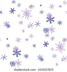 Blue Snowflakes. Seamless Christmas Pattern. Simple Snowflakes.