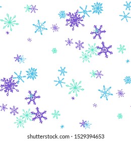 Blue Snowflakes. Seamless Christmas Pattern. Simple Snowflakes.