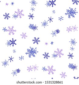 Blue Snowflakes. Seamless Christmas Pattern. Simple Snowflakes.