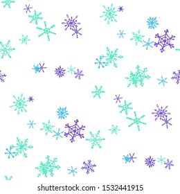 Blue Snowflakes. Seamless Christmas Pattern. Simple Snowflakes.