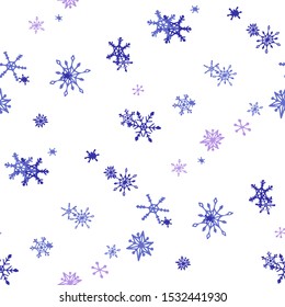 Blue Snowflakes. Seamless Christmas Pattern. Simple Snowflakes.