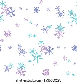 Blue Snowflakes. Seamless Christmas Pattern. Simple Snowflakes.