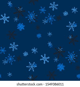 Blue Snowflakes. Seamless Christmas Pattern. Simple Snowflakes.