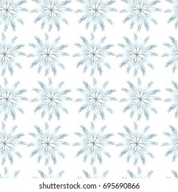 Blue snowflakes seamless pattern. Artistic backdrop for xmas designs, wallpaper, scrapbooking, fabric. Vector