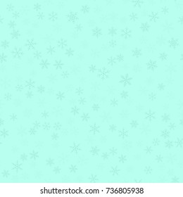 Blue snowflakes seamless pattern on turquoise Christmas background.