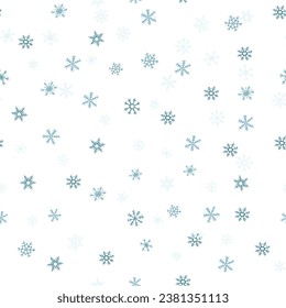 Blue snowflakes seamless pattern. Vector winter illustration for packaging, cards, textiles.