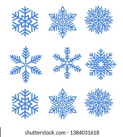 Los copos de nieve azules configuran un nuevo año de diseño vectorial