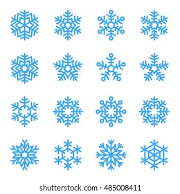 Blue snowflakes set for winter and christmas design.