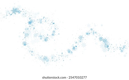 Blue snowflakes and small particles abstract winter background. Christmas and New Year holiday vector design