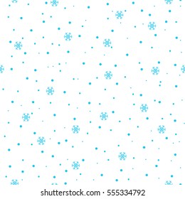 blue snowflakes snow on white sky winter christmas pattern seamless vector.