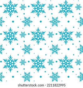 Copos de nieve azules con nieve. Patrón transparente del vector