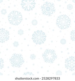 blue snowflakes. transparent repetitive winter background. vector seamless pattern. fabric swatch. wrapping paper. continuous print. design element for home decor, textile, greeting card, flyer