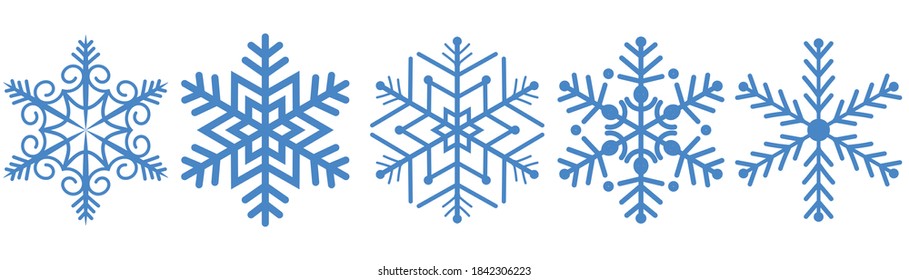 Vectores de copos de nieve azules para fondos, fiestas de vacaciones, tarjetas de Navidad y otros