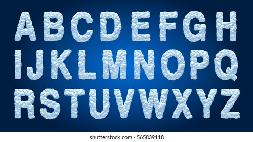 Blue Snowy Alphabet, Winter Font.