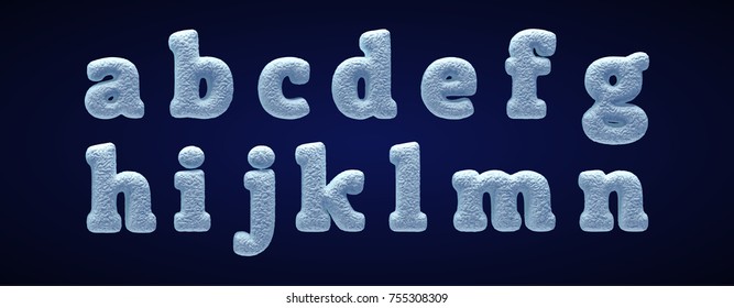 Blue snowy alphabet, winter font.