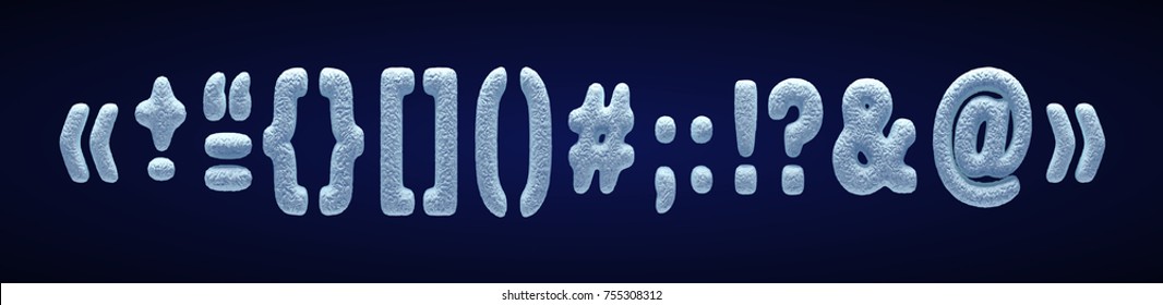 Blue snowy alphabet, winter font.