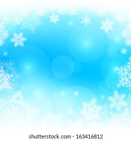 Blue snowy blurred background