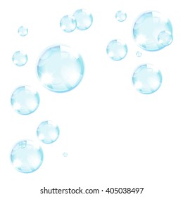 blue soap bubbles abstract background