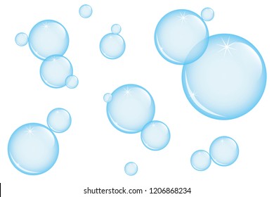 blue soap bubbles isolated on white background vector illustration EPS10