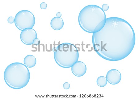 blue soap bubbles isolated on white background vector illustration EPS10