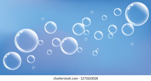 blue soap bubbles on blue background vector illustration EPS10