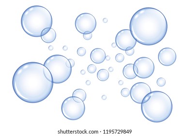 blue soap bubbles on white background vector illustration EPS10