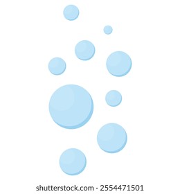 Blue soap bubbles of varying sizes.