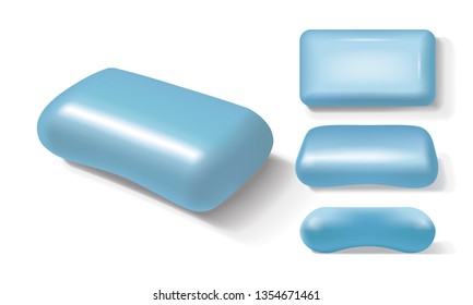 blue soap from different sides on a white background vector