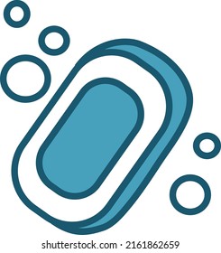Jabón azul, ilustración, vector sobre un fondo blanco.