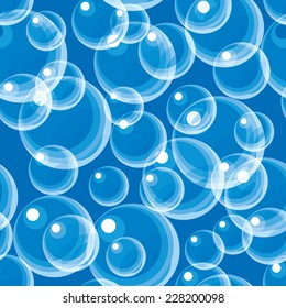 Blue soapbubbles. Seamless background. Eps8. CMYK. Gradients free