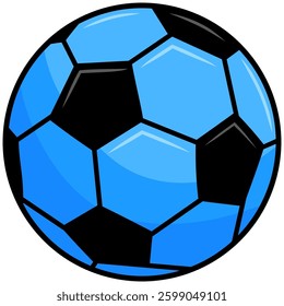 Blue Soccer Ball Football Doodle Drawing Illustration Vector Art
