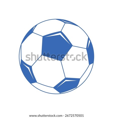 Blue Soccer Ball on a White Background. Clean and modern design, perfect for sports logo, and poster
