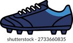 Blue Soccer Cleat Vector Illustration: Cartoon Football Shoe with Studs for Sports Games and Athletics