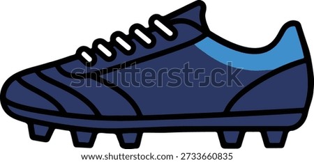 Blue Soccer Cleat Vector Illustration: Cartoon Football Shoe with Studs for Sports Games and Athletics